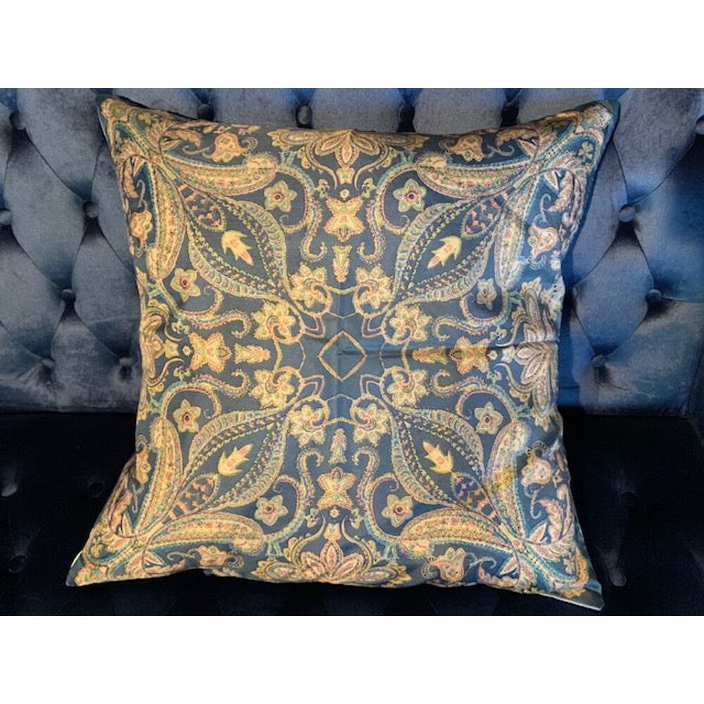 Handmade Blue Vintage Scarf Pillow